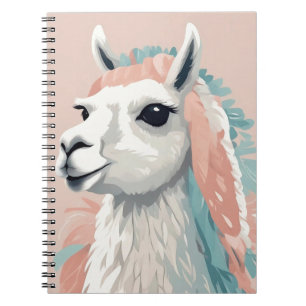 Schattigee Llama met kleurrijke vacht op zijn hoof Notitieboek