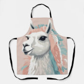 Schattigee Llama met kleurrijke vacht op zijn hoof Schort (Voorkant)