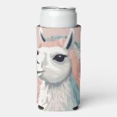 Schattigee Llama met kleurrijke vacht op zijn hoof Seltzer Blikjeskoeler (Seltzer Voorkant)