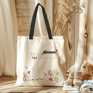 Schattigee Llama Mmama Floral Grappig Mom-to-be Gi Tote Bag