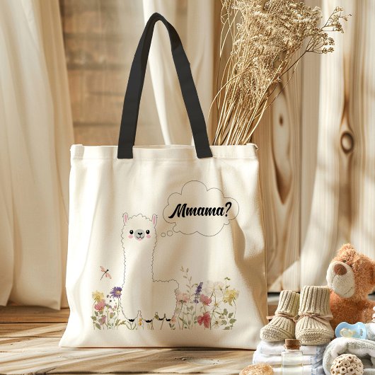 Schattigee Llama Mmama Floral Grappig Mom-to-be Gi Tote Bag