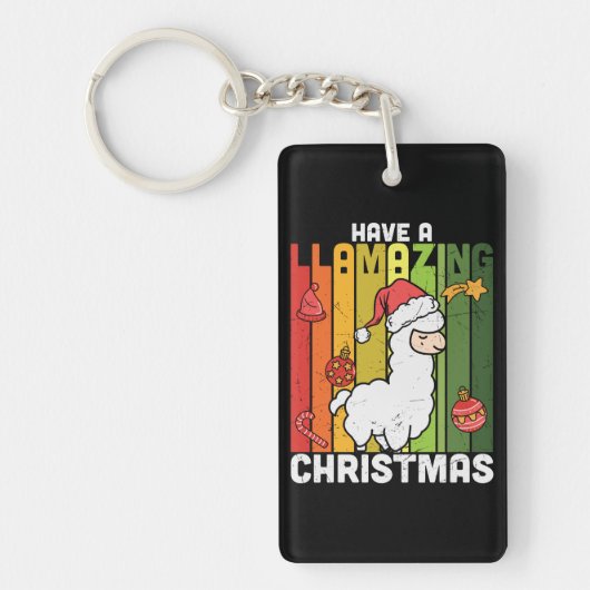 Schattigee Llama Pun kerstvakantie Sleutelhanger (Voorkant)