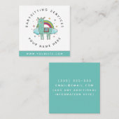 Schattigee Llama Rainbow Kinderopvang Babysitter Vierkante Visitekaartje (Voorkant / Achterkant)