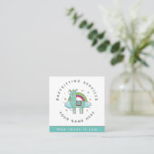 Schattigee Llama Rainbow Kinderopvang Babysitter Vierkante Visitekaartje (Staand voorkant)