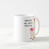 Schattigee Llama roze en witte Valentijnsdag Koffiemok (Voorkant rechts)