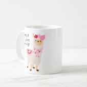 Schattigee Llama roze en witte Valentijnsdag Koffiemok (Voorkant links)