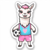 Schattigee Llama Spelen Voetbal Sticker (Voorkant)