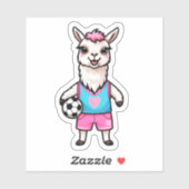 Schattigee Llama Spelen Voetbal Sticker (Vel)