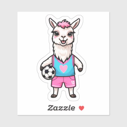 Schattigee Llama Spelen Voetbal Sticker (Vel)
