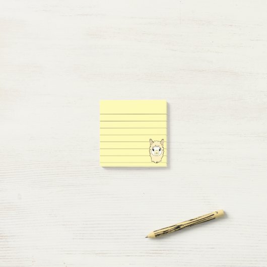 Schattigee Llama Tekening Lined 3x3 Post-it® Notes (Op bureau)