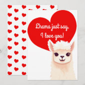 Schattigee Llama Valentijnsdag Kaart (Voorkant / Achterkant)