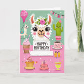 Schattigee Llama Verjaardag Kaart (Voorkant)
