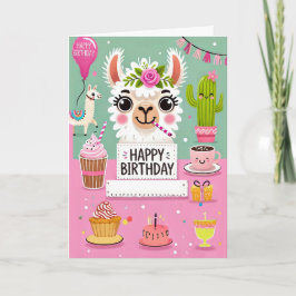 Schattigee Llama Verjaardag Kaart
