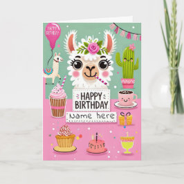 Schattigee Llama Verjaardag Kaart