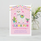 Schattigee Llama Verjaardagsfeest Girly Fiesta Alp Kaart (Staand voorkant)