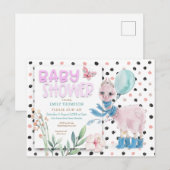 Schattigee Llama Wellies Stippen Roze Baby shower Uitnodiging Briefkaart (Voorkant / Achterkant)