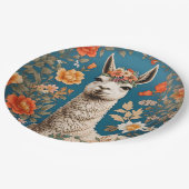Schattigee Llama William Morris Geïnspireerd Bloem Papieren Bordje (Gekanteld)