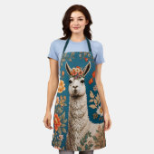 Schattigee Llama William Morris Geïnspireerd Bloem Schort (Gedragen)