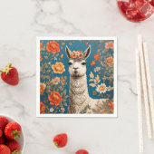 Schattigee Llama William Morris Geïnspireerd Bloem Servet (Insitu)