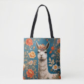 Schattigee Llama William Morris Geïnspireerd Bloem Tote Bag (Voorkant)