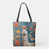 Schattigee Llama William Morris Geïnspireerd Bloem Tote Bag (Achterkant)