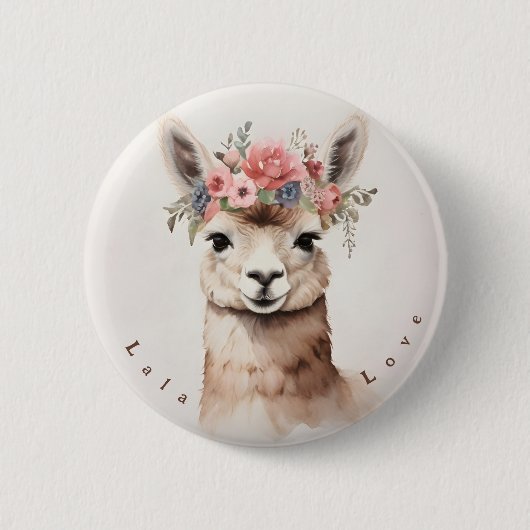 Schattigee Llama zeggen Lala Liefde Gepersonalisee Ronde Button 5,7 Cm (Voorkant)