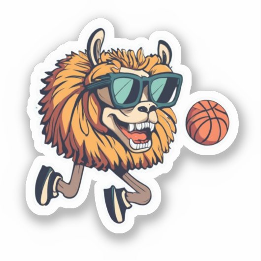 Schattigee Llamas Stickers, basketbal Sticker (Voorkant)