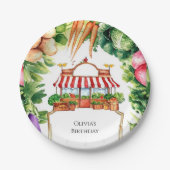 Schattigee lokale boerenmarktverjaardag papieren bordje (Voorkant)