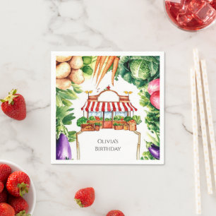 Schattigee lokale boerenmarktverjaardag servet