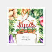 Schattigee lokale boerenmarktverjaardag servet (Voorkant)