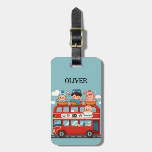 Schattigee London Double Deck Bus en Charming Baby Bagagelabel (Voorkant verticaal)