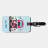 Schattigee London Double Deck Bus en Teddy Bear Bagagelabel (Voorkant horizontaal)