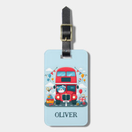 Schattigee London Double Deck Bus en Teddy Bear Bagagelabel