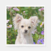 Schattigee longhair crème Chihuahua Dog Puppy Foto Servetten (Voorkant)