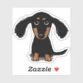 Schattigee Longhaired Zwart en Tan Dachshund Carto Sticker (Vel)
