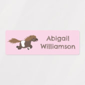 Schattigee lopende Shetland pony cartoon gepersona Labels (Design 1)