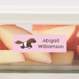 Schattigee lopende Shetland pony cartoon gepersona Labels