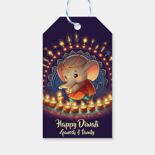 Schattigee Lord Ganesh Diwali Cadeaulabel (Achterkant)