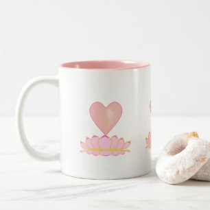 Schattigee Lotus Flower & Heart Tweekleurige Koffiemok