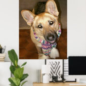 Schattigee Lovable Duitse herdershond met sjaal Poster (Thuiskantoor)