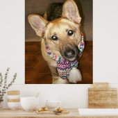 Schattigee Lovable Duitse herdershond met sjaal Poster (Keuken)