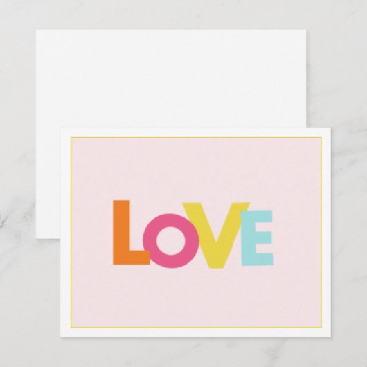 Schattigee "LOVE" gevouwen bedankkaart (Voorkant / Achterkant)