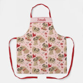 Schattigee Love Pugs Design in Roze Tonen Schort (Voorkant)