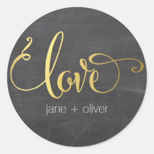 SCHATTIGEE LOVE SEAL moderne typografie gouden kri Ronde Sticker
