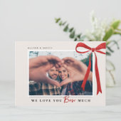 Schattigee 'Love You BOW Much' Foto Valentijns Feestdagenkaart (Staand voorkant)