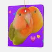 Schattigee Lovebird hanging vierkant ornament (Links)