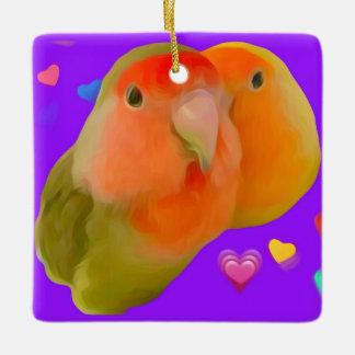 Schattigee Lovebird hanging vierkant ornament