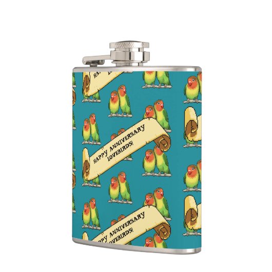 Schattigee Lovebirds Happy Jubileum Romantische Re Heupfles (Links)