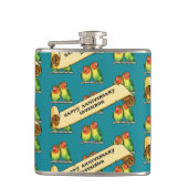 Schattigee Lovebirds Happy Jubileum Romantische Re Heupfles (Voorkant)