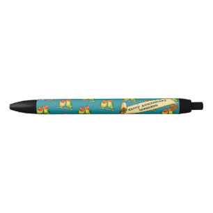 Schattigee Lovebirds Happy Jubileum Romantische Re Zwarte Inkt Pen